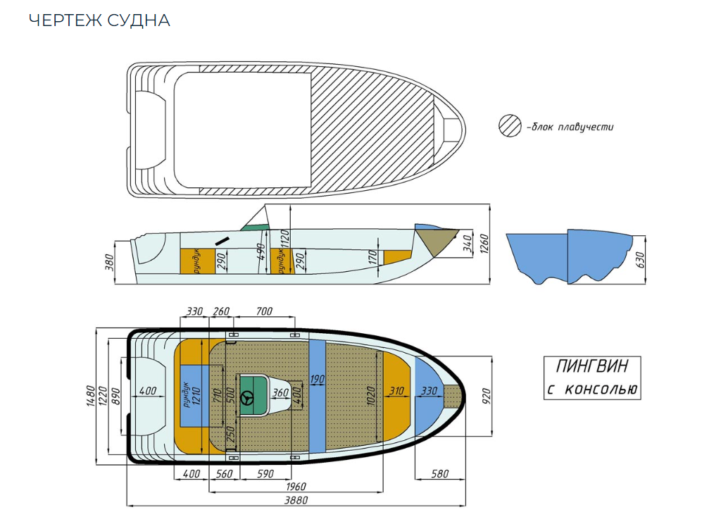 Стеклопластиковая лодка Пингвин с консолью (тримаран) в Владикавказе